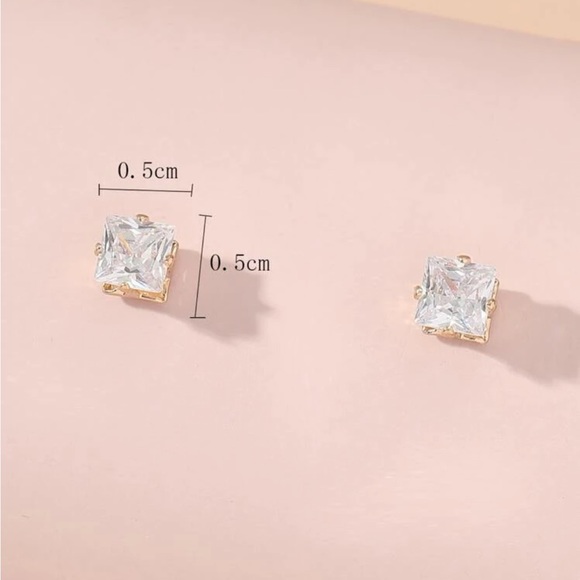 Gold Plated Sterling Silver Cubic Zirconia Stud Earrings - Picture 4 of 7